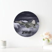 Horloge murale ronde de F-22 RAPTOR (grande) (Maison)