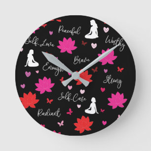 Horloge murale ronde Design de lotus de soins pe