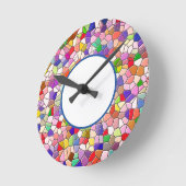 Horloge murale ronde en acrylique à motif multicol (Angle)