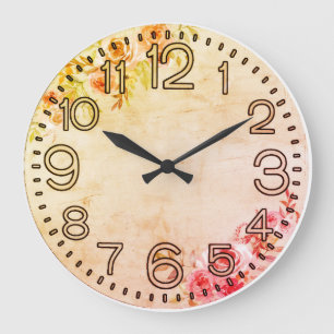 Horloge Murale Ronde en Acrylique Élégance Florale