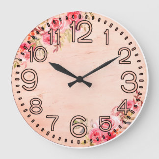 Horloge murale ronde en acrylique Floral Elegance