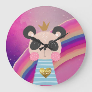 Horloge murale ronde en acrylique Roi Panda