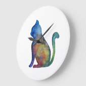 Horloge murale ronde (grande) chat (Angle)