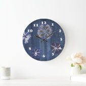 Horloge murale ronde (grande) de dessin de fleurs (Maison)