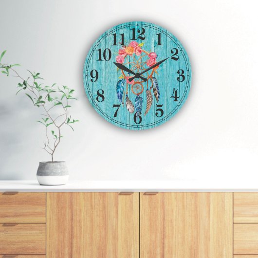 Horloge murale ronde (grande) de Dreamcatcher rust