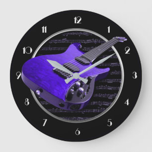 Horloge murale ronde guitare électrique violette