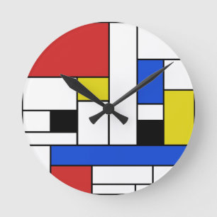 Horloge murale ronde Mondrian Lines