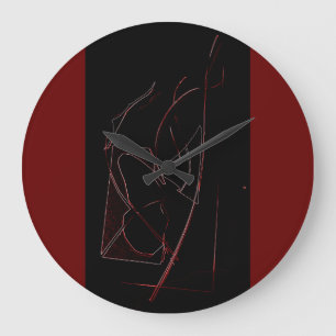 HORLOGE MURALE RONDE ROUGE ET NOIRE ABSTRAITE