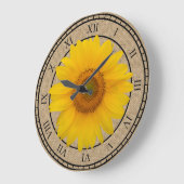 Horloge murale ronde rustique de tournesol jaune (Angle)