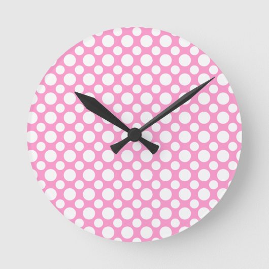 Horloge murale rose à pois blancs (Recto)