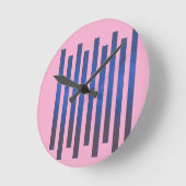 Horloge murale rose à rayures (Angle)