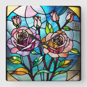 Horloge murale rose, Acrylique Carré de 27,3 cm