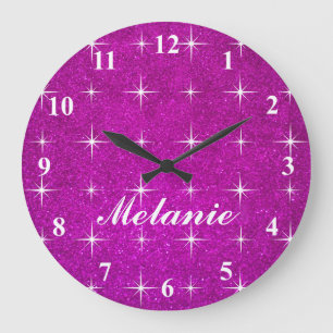 Horloge murale rose brillant pour filles