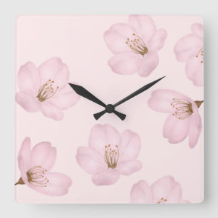 Horloge murale rose-clair de fleurs de cerisier