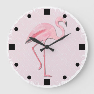 Horloge murale rose de conception de Flamant rose