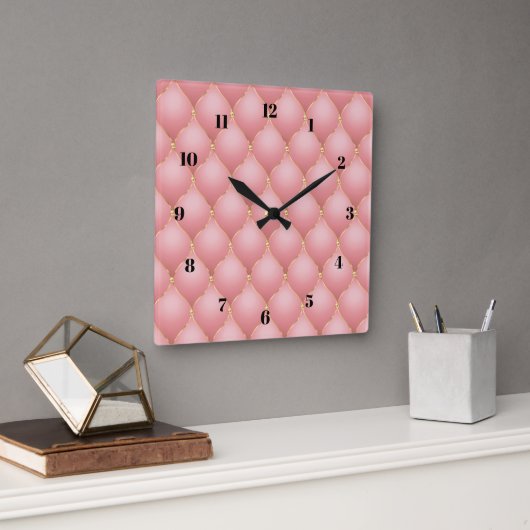 Horloge murale rose de diamants d'or (Bureau)
