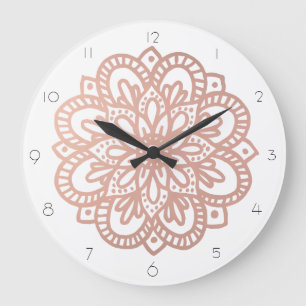 Horloge murale rose de mandala d'or