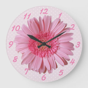 Horloge murale rose de marguerite de Gerber