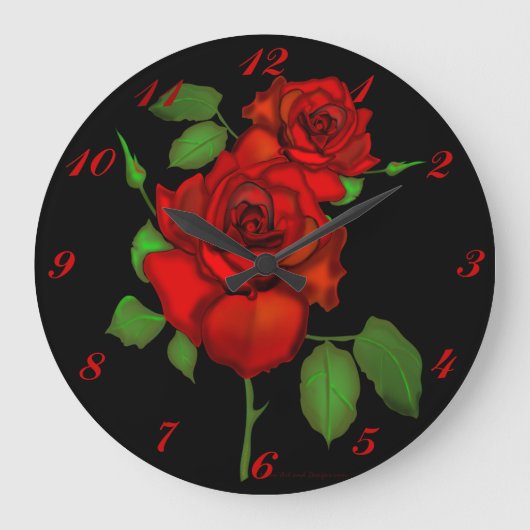 Horloge murale rose d'illustration rouge (Recto)