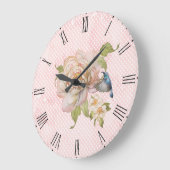 Horloge murale rose et colibri (Angle)