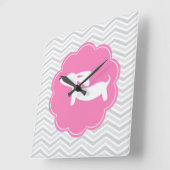 Horloge murale rose et gris Doxie Dachshund (Angle)