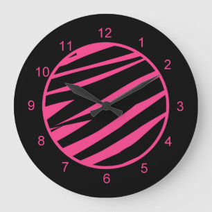 Horloge murale rose et noire de KRW de zèbre de