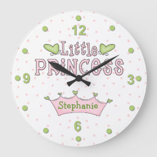 Horloge murale rose et verte de la princesse