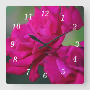 Horloge murale rose fleurie