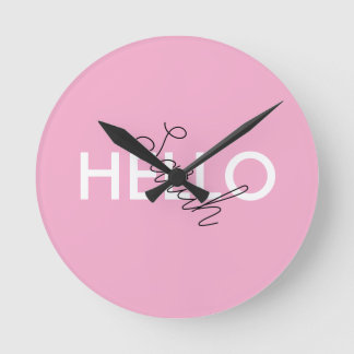 Horloge murale rose "Hello" personnalisée avec N p