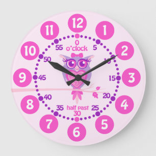 Horloge murale rose pourpre pour les enfants