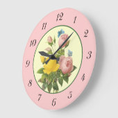 Horloge murale Rose rose jaune (Angle)