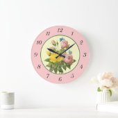 Horloge murale Rose rose jaune (Maison)