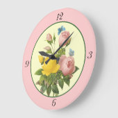 Horloge murale Rose rose jaune avec nombre (Angle)