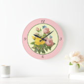 Horloge murale Rose rose jaune avec nombre (Maison)