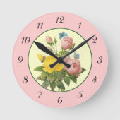 Horloge murale Rose rose jaune avec nombre (Recto)
