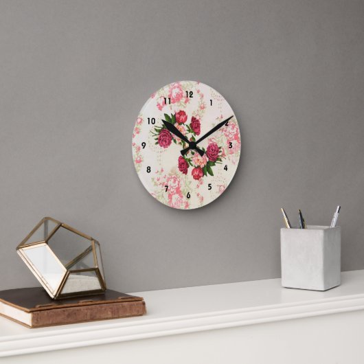 Horloge murale rose Roses (Bureau)