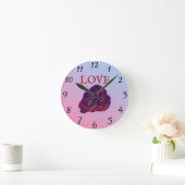 Horloge murale rose rouge (Maison)