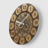 Horloge murale Rose sauvage rustique | Maison de f (Angle)