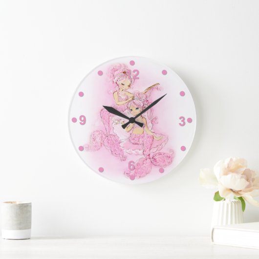 Horloge murale rose sirène (Maison)