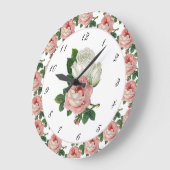 Horloge murale Rose vintage rose victorienne (Angle)