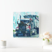 Horloge murale rouge d'art de camion de transport (Maison)