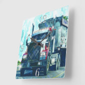 Horloge murale rouge d'art de camion de transport (Angle)