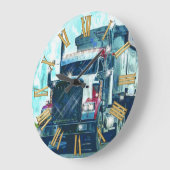 Horloge murale rouge d'art de camion de transport (Angle)