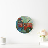 Horloge murale rouge d'art de camion de transport (Maison)