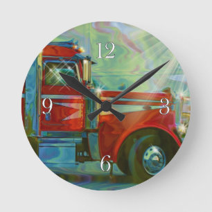 Horloge murale rouge d'art de camion de transport