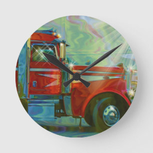 Horloge murale rouge d'art de camion de transport