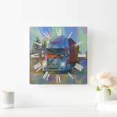 Horloge murale rouge de camion de transport lourd (Maison)