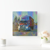 Horloge murale rouge de camion de transport lourd (Maison)