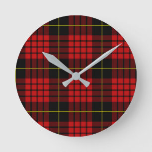 Horloge murale rouge de tartan