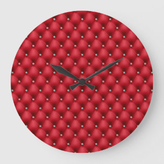 Horloge murale rouge en cuir luxueuse de FAUX